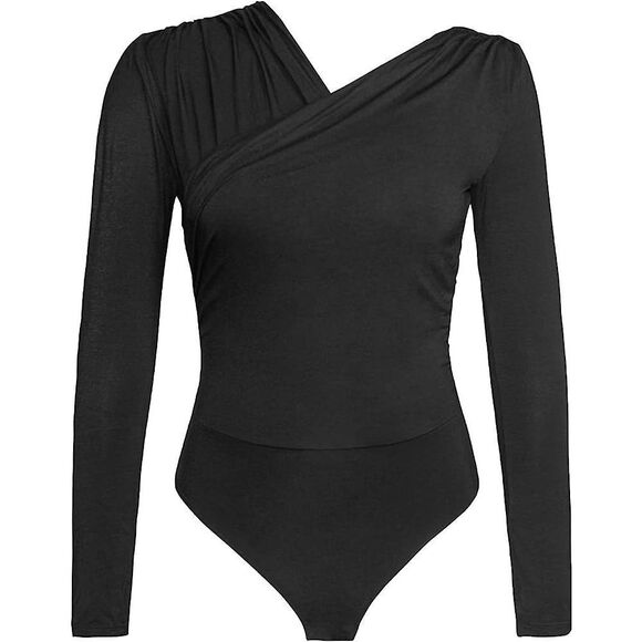 CUPSHE Women's Ruched Cheeky Long Sleeve Mid cut Bodysuit - Picture 1 of 4